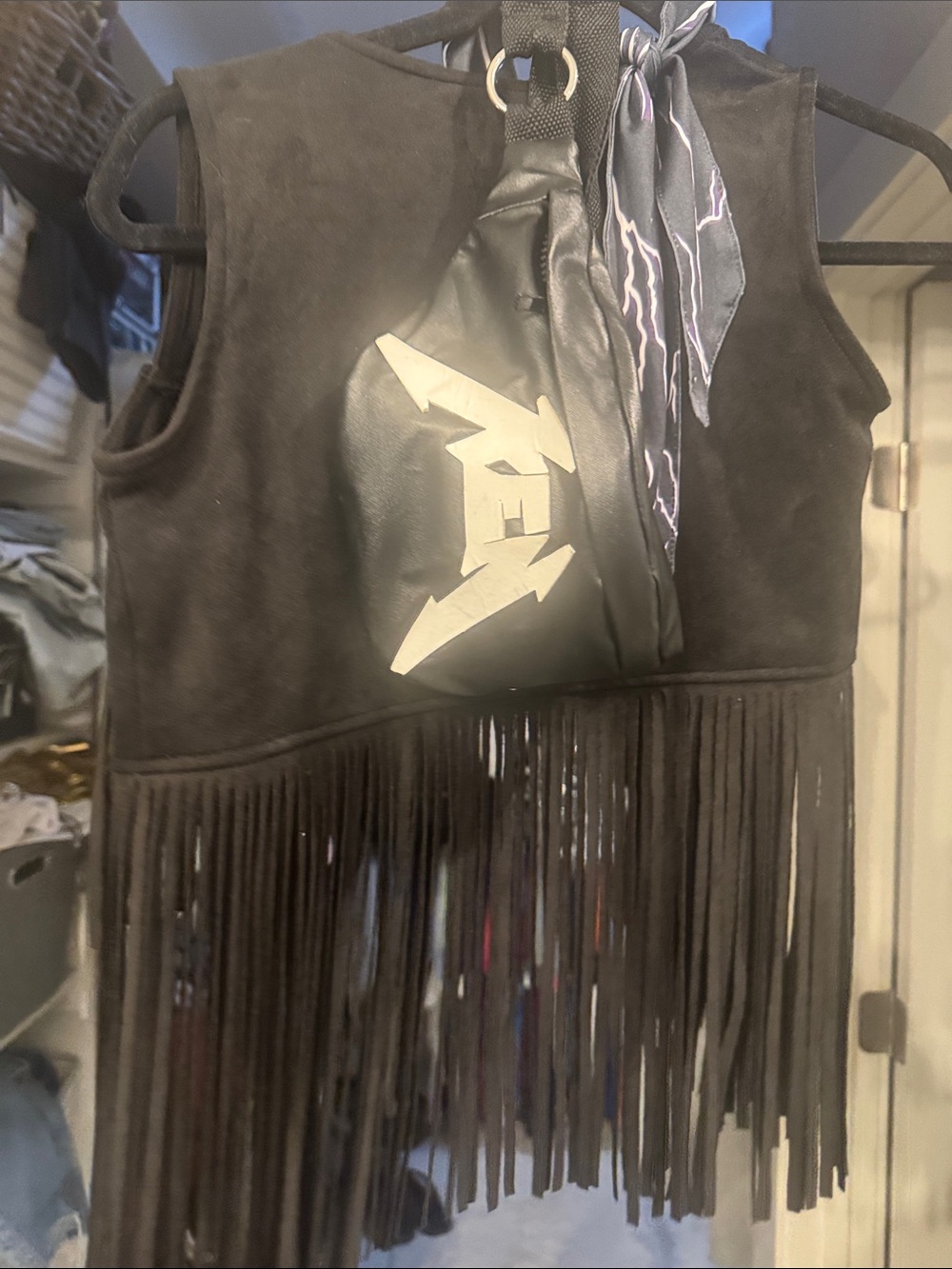 Ken's Fringed Suede Vest and Fannie Pack - Black